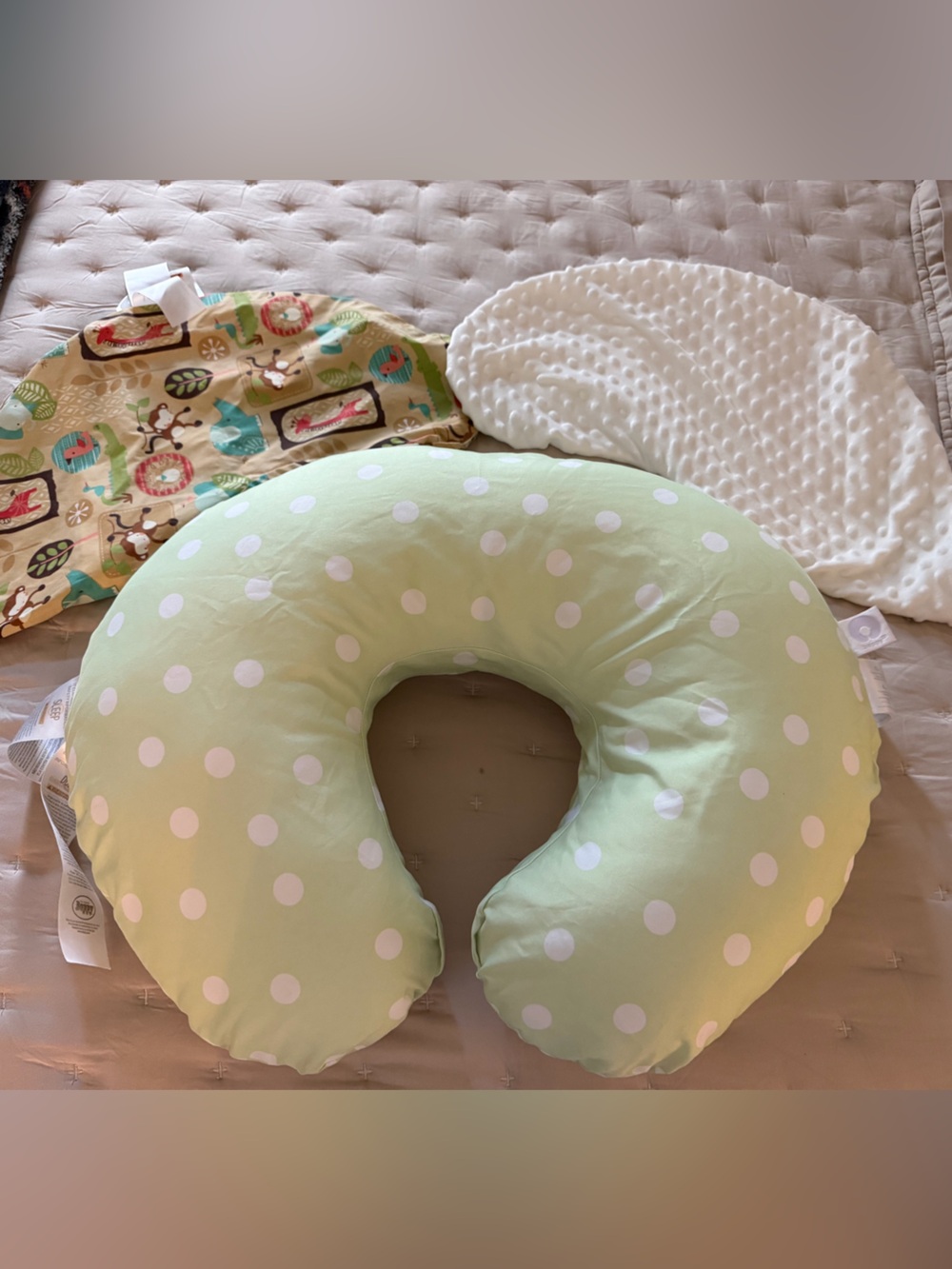 Boppy Light Green with White Polka Dots Nursing Pillow